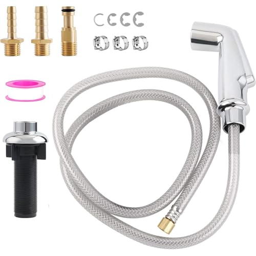 iFealClear Universal Kitchen Side Sprayer Compatible with Moen Faucet, Kitchen Sink Faucet Sprayer Replacement with Quick Connector/Hose/Holder, Pull Out Sink Sprayer Head, Easy to Install, Chrome - Image 1