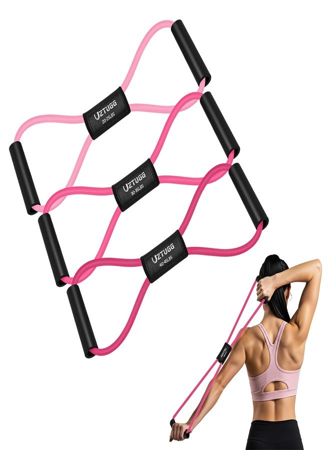 UZTUGG Figure 8 Resistance Bands with Handles, Exercise Bands Set of 3 for Arm, Shoulder, Rope 8 Word Elastic for Women and Men, Exercise Equipment for Physical Therapy, Yoga, Pilates, Stretching - Image 1