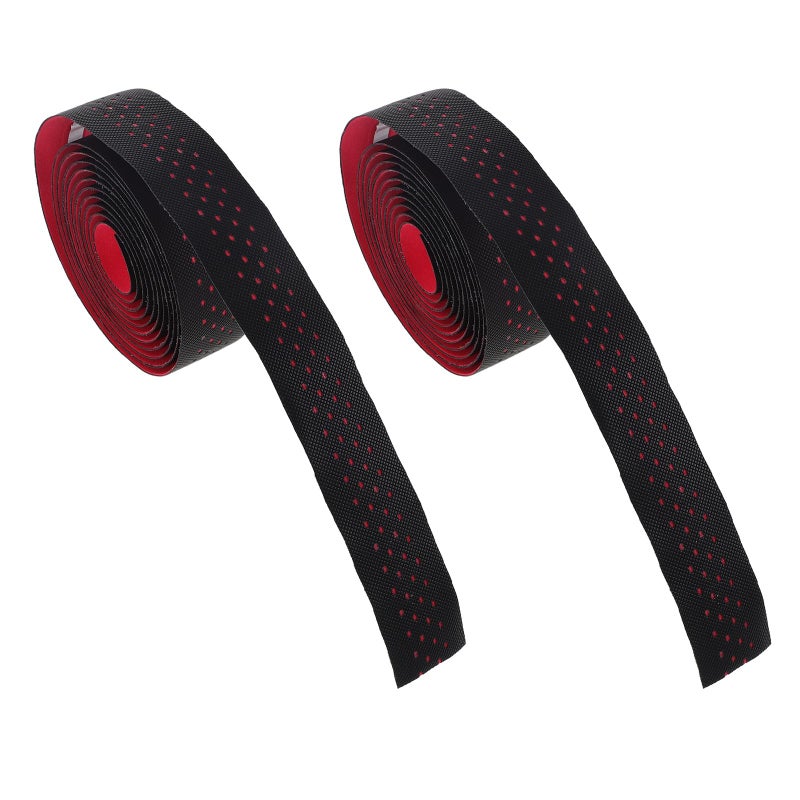 Non Slip Breathable Soft Handlebar Tape Set Red Bicycle Grip Wrap for Road Bikes - Image 2