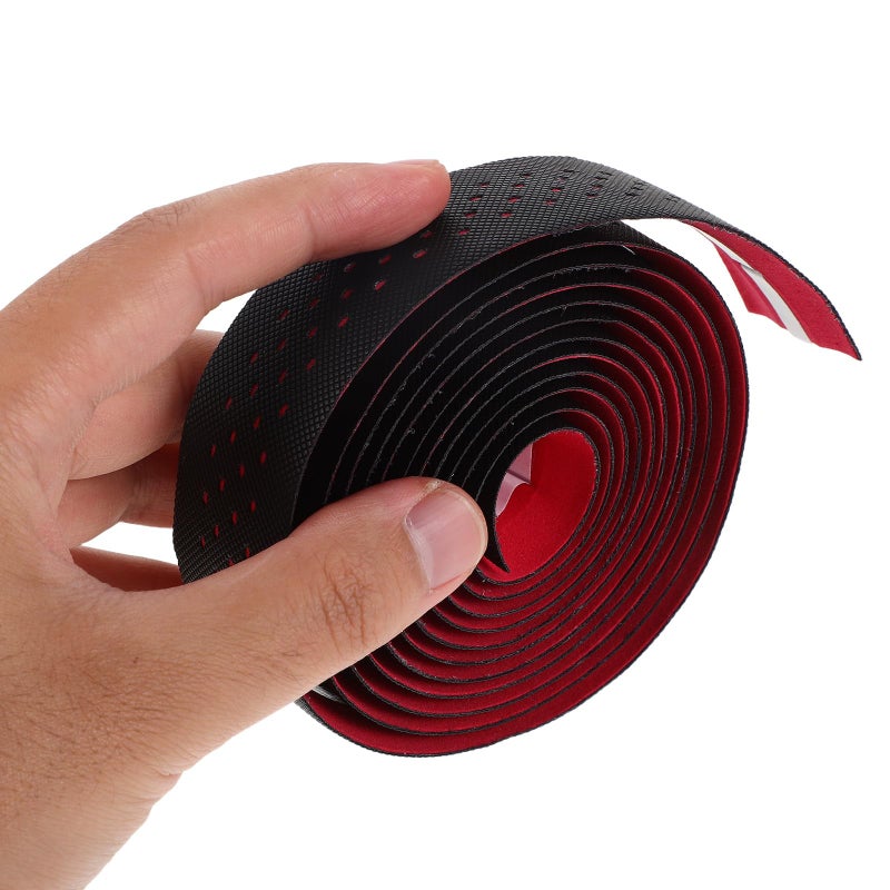 Non Slip Breathable Soft Handlebar Tape Set Red Bicycle Grip Wrap for Road Bikes - Image 5