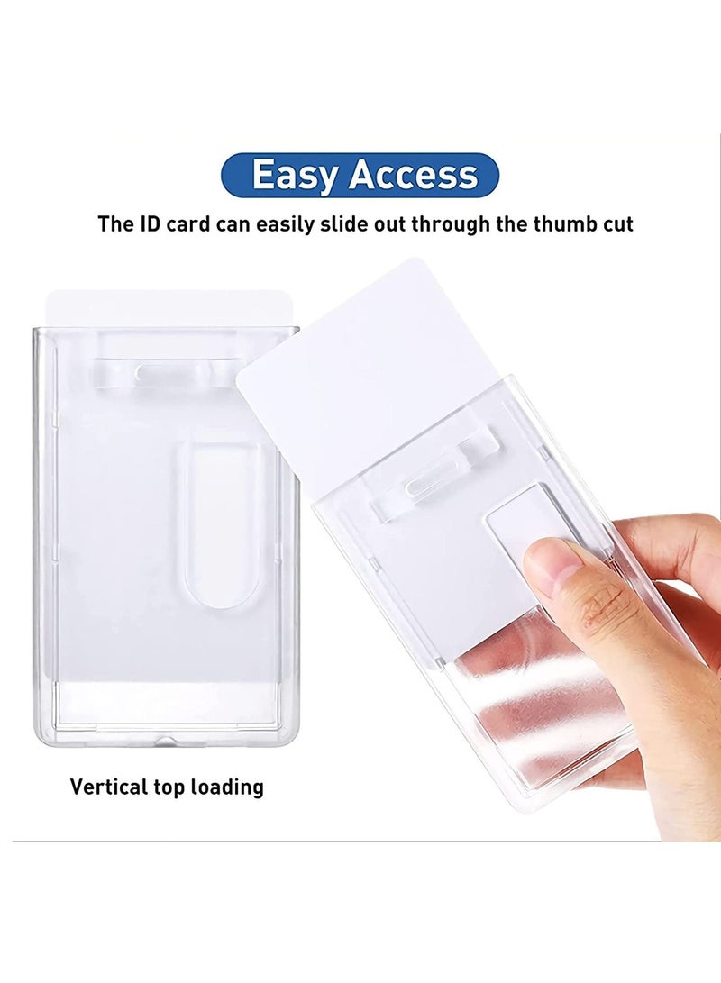 XiuWoo Heavy-Duty Badge Holders Rigid Hard Plastic ID Access Vertical Holder Dual 2-Sided Transparent Credit Card Protector Case(10 Pieces) - Image 2