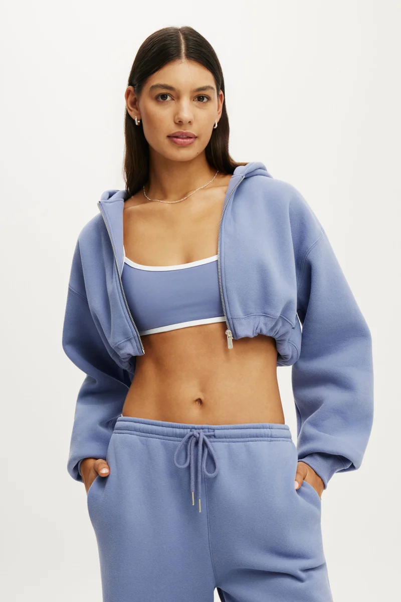 Plush Micro Cropped Zip Through