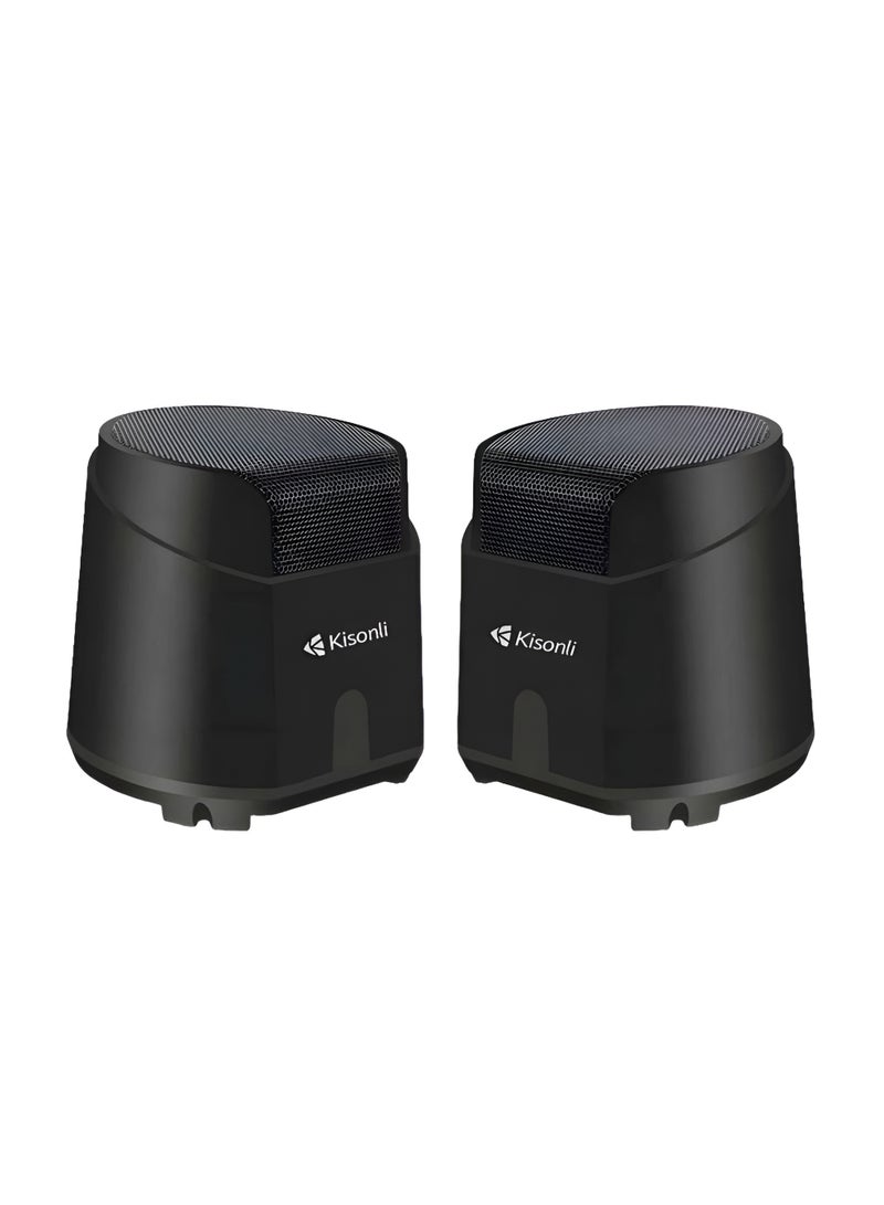 Kisonli K500 2.0 Multimedia Speaker with USB Input – Stylish design and clear sound – Ideal for listening to music, watching movies, and gaming – Black color - Image 1