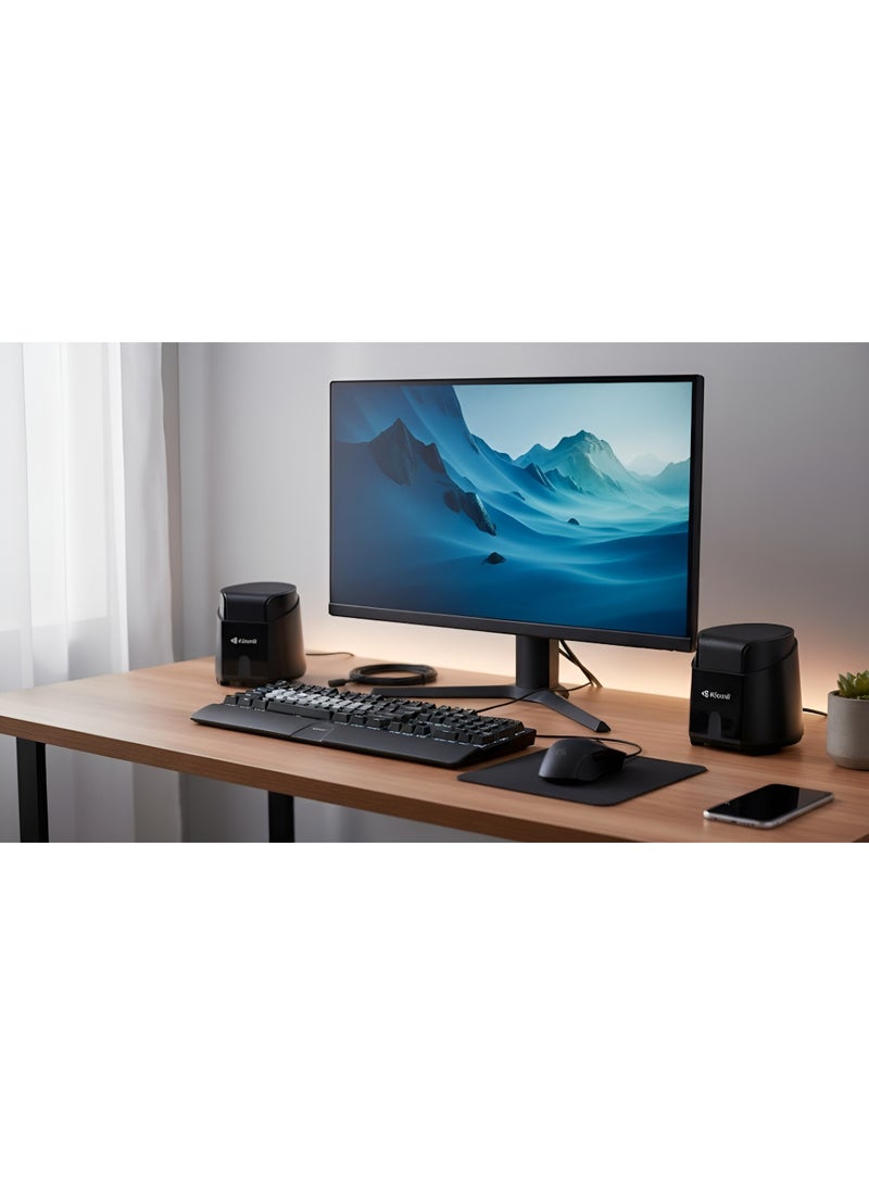 Kisonli K500 2.0 Multimedia Speaker with USB Input – Stylish design and clear sound – Ideal for listening to music, watching movies, and gaming – Black color - Image 5