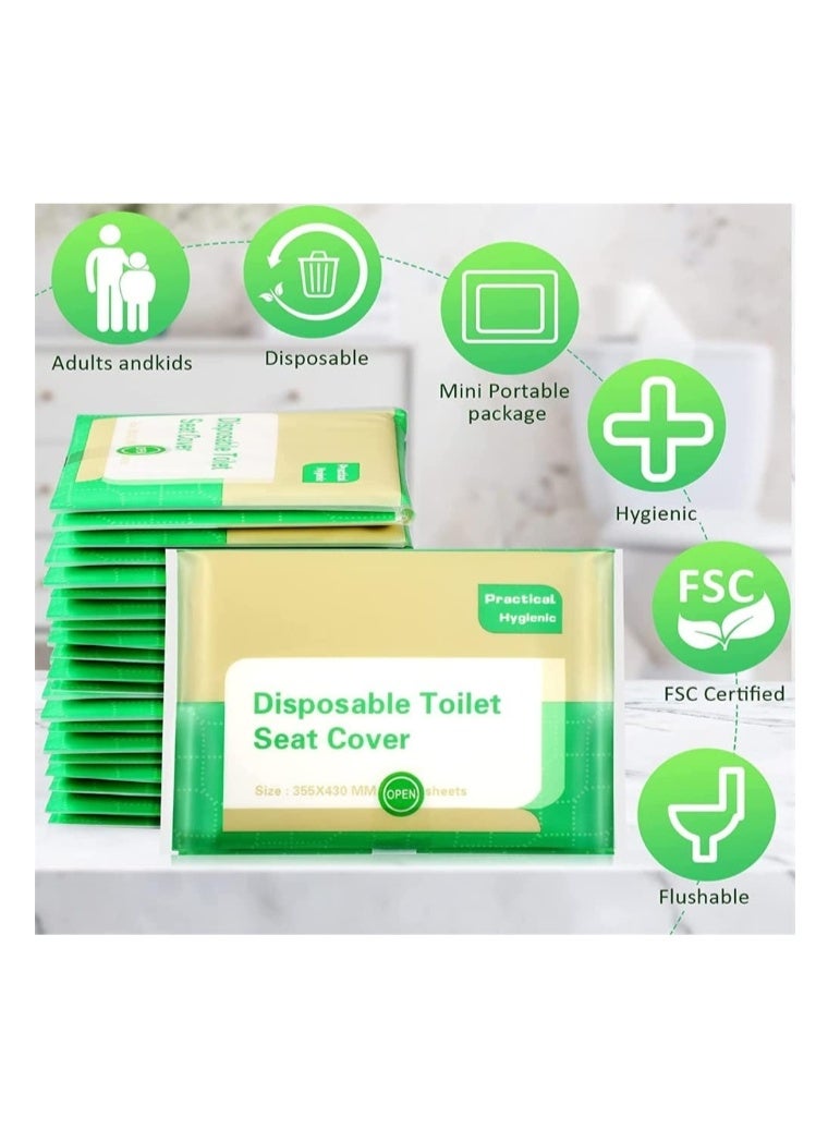 ١٠٠ قطعة، ١٠ عبوات، أغطية مقاعد مراحيض قابلة للرمي في المرحاض - بطانات ورقية قابلة للرمي في المرحاض، مناسبة للحمام، والسفر، والتخييم، وتدريب الأطفال على استخدام المرحاض - Image 2