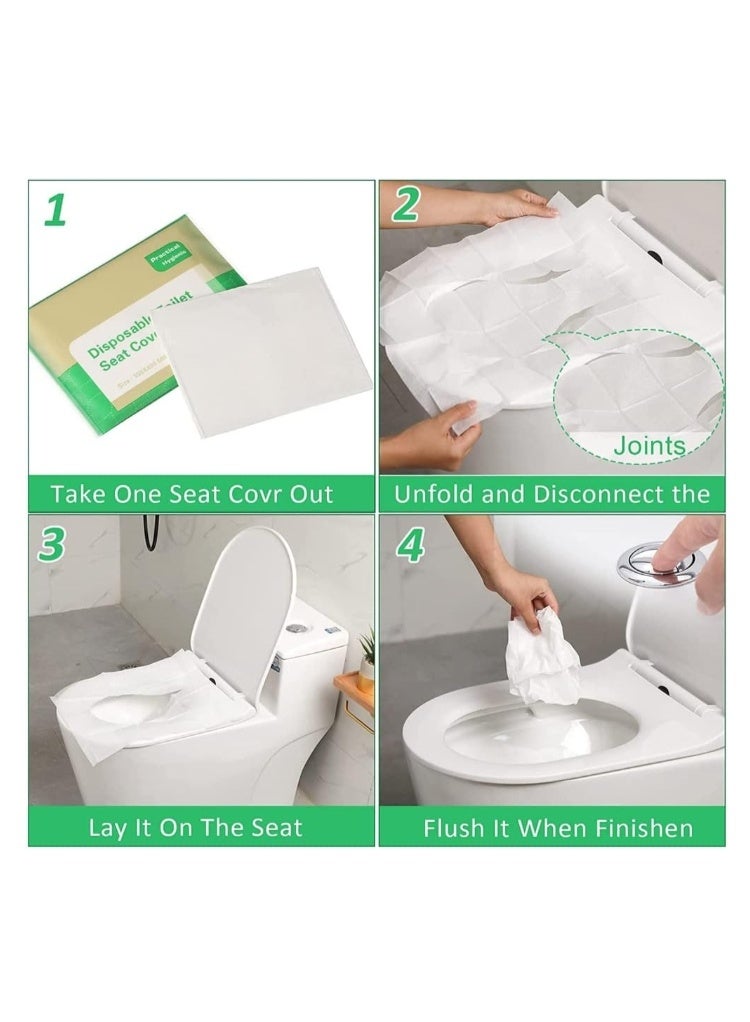 ١٠٠ قطعة، ١٠ عبوات، أغطية مقاعد مراحيض قابلة للرمي في المرحاض - بطانات ورقية قابلة للرمي في المرحاض، مناسبة للحمام، والسفر، والتخييم، وتدريب الأطفال على استخدام المرحاض - Image 4