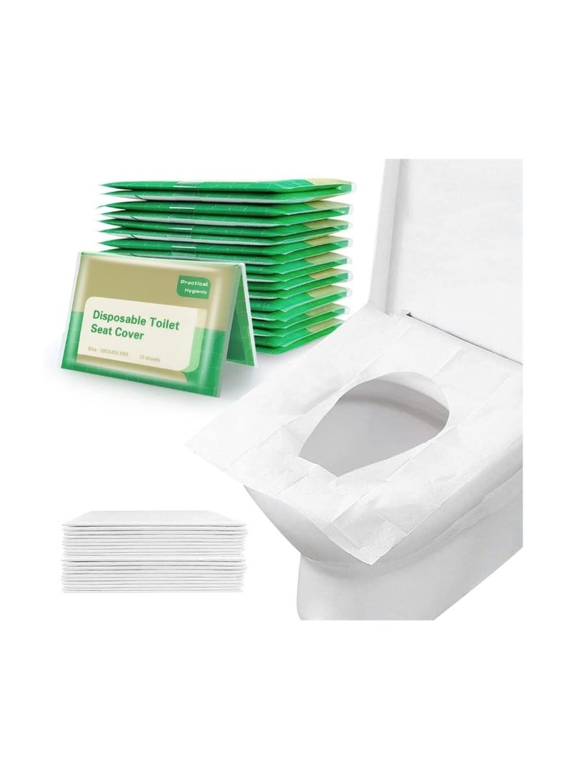 ١٠٠ قطعة، ١٠ عبوات، أغطية مقاعد مراحيض قابلة للرمي في المرحاض - بطانات ورقية قابلة للرمي في المرحاض، مناسبة للحمام، والسفر، والتخييم، وتدريب الأطفال على استخدام المرحاض - Image 1