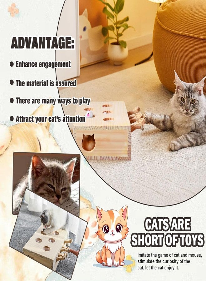 Xanadued Interactive Wooden Cat Toy, Solid Wood Toys for Indoor Cats Kitten Catch Mice Game, Cat Scratcher and Toy, Cat Interactive Toys, Cat Toy for All Ages Cats - Image 5