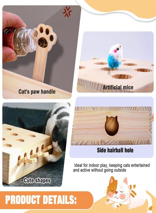 Xanadued Interactive Wooden Cat Toy, Solid Wood Toys for Indoor Cats Kitten Catch Mice Game, Cat Scratcher and Toy, Cat Interactive Toys, Cat Toy for All Ages Cats - Image 3