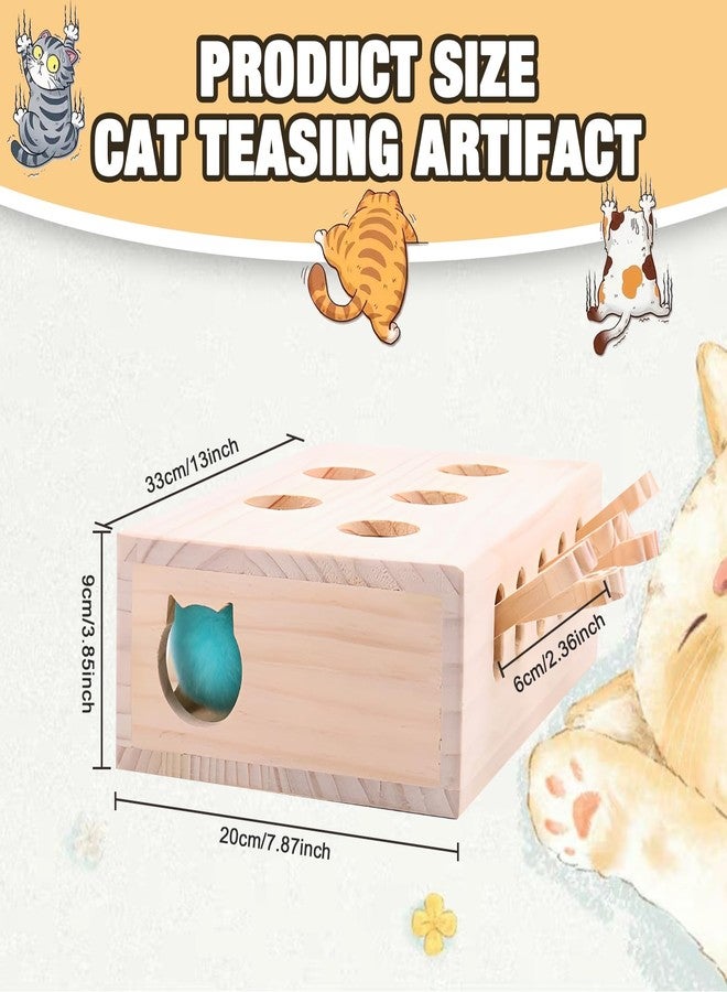 Xanadued Interactive Wooden Cat Toy, Solid Wood Toys for Indoor Cats Kitten Catch Mice Game, Cat Scratcher and Toy, Cat Interactive Toys, Cat Toy for All Ages Cats - Image 2