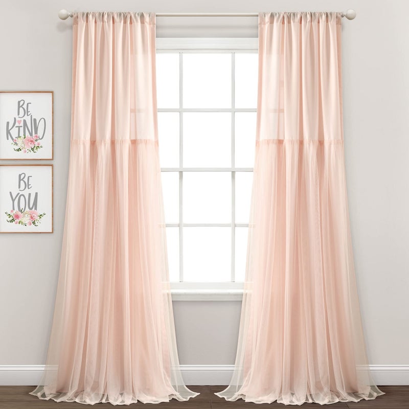 Lush Decor Lush Decor Tulle Skirt Solid Window Curtain Panel Pair 84 L x 40 W Blush