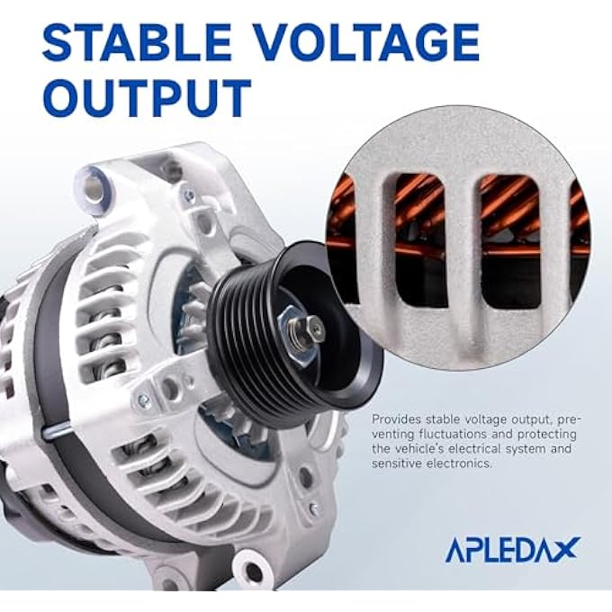 APLEDAX High Output Alternator 31100-RAA-A01 CR-V 2007-2009, Civic 2006-2010, Accord 2003-2007, Element 2003-2009, TSX 2004-2008, CSX 2006-2008, 2.0L 2.4L,12V 100Amp CW 7-Groove - Image 2