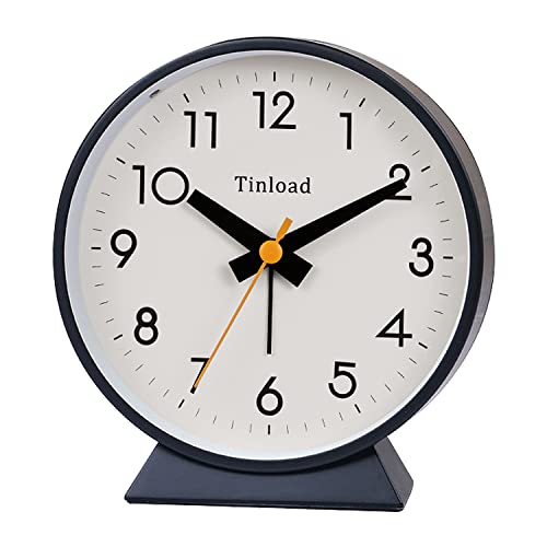 Tinload 45 Battery Operated Antique Retro Analog Alarm Clock Small Silent Bedside Desk Clock Lighted on Demand Battery Operated Snooze for Living Room Bedroom Bedside DeskOrange