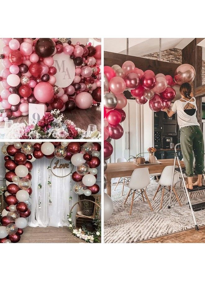 PartyWoo - Burgundy Gray White Balloons 70 Pcs Balloon Pack 12 Burgundy Balloons Wine Red Balloons Gray Balloons White Balloons For Burgundy Baby Shower Decorations Memorial Day Decorations - Image 1
