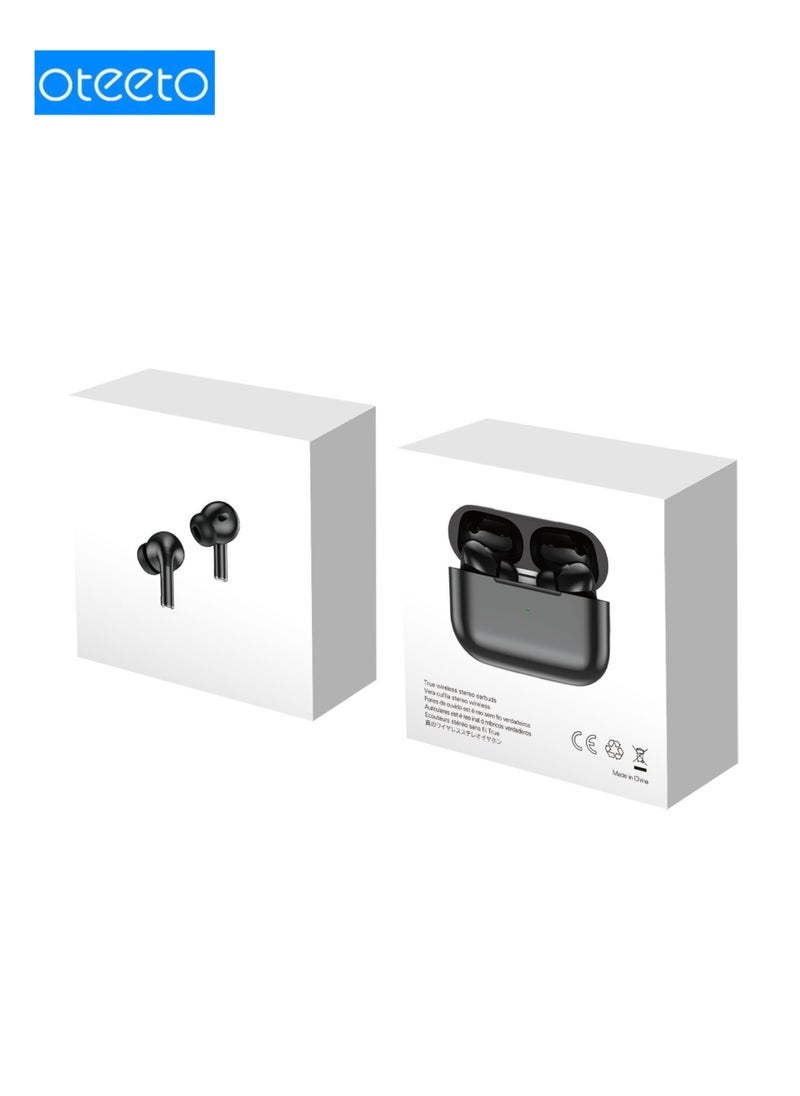 Oteeto Earbud 105 Wireless Bluetooth Earbuds, High-Fidelity Sound, Noise-Canceling Headphones, Touch Control & Long Battery Life | Black - Image 3
