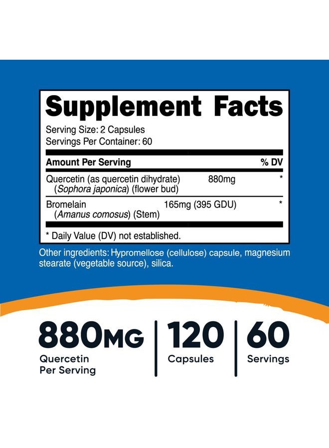Nutricost Quercetin 880mg, 120 Capsules with Bromelain - 60 Servings (440mg Per Cap), Vegetarian Capsules, Non-GMO & Gluten Free - Image 2