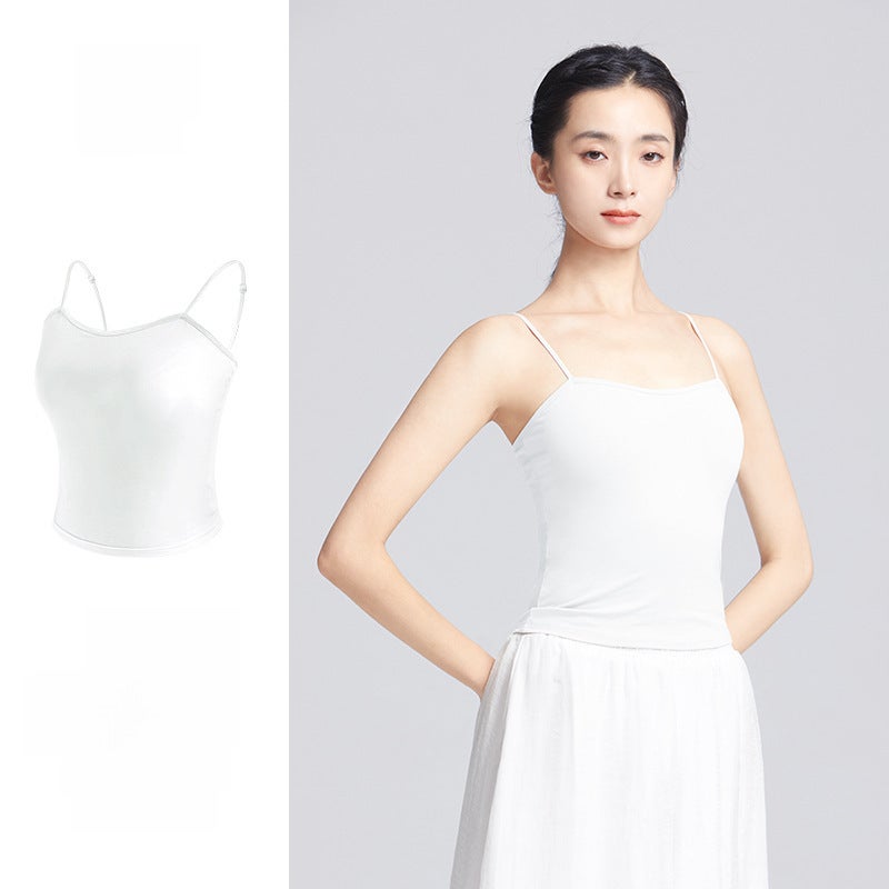 Padded Dance Top Sports Bra Tank White  - Image 1