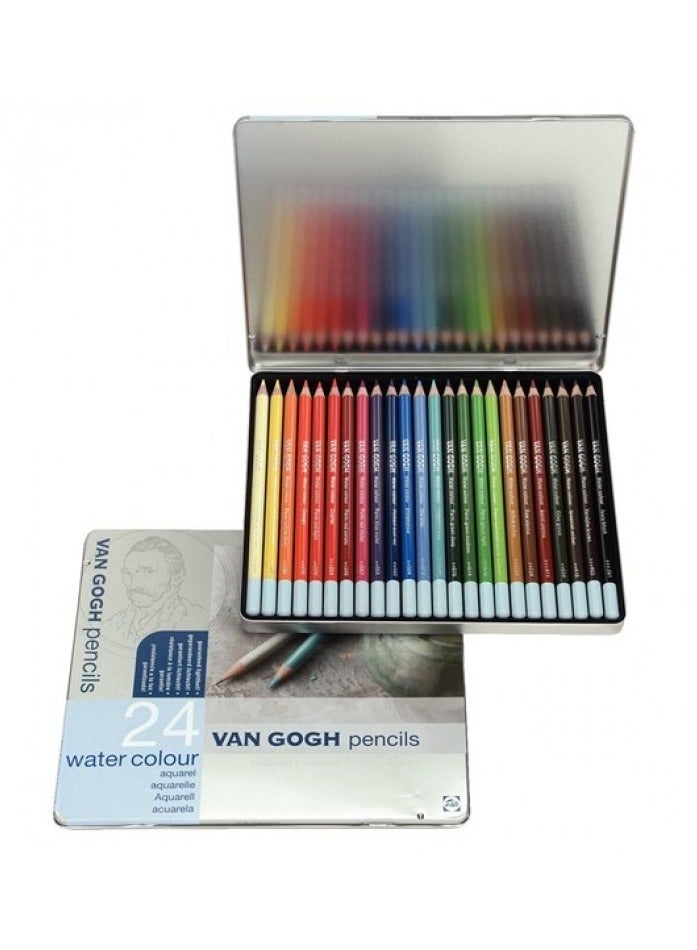 Van Gogh Watercolour Pencil Complete set with 24 Colours in Metal Box - Image 1