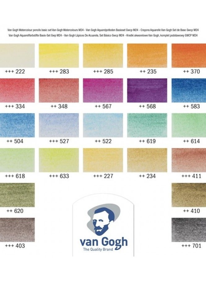 Van Gogh Watercolour Pencil Complete set with 24 Colours in Metal Box - Image 2
