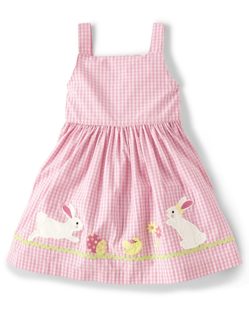Gymboree,Girls,and Toddler Embroidered Sleeveless Dress,3,Pink Bunnies - Image 1