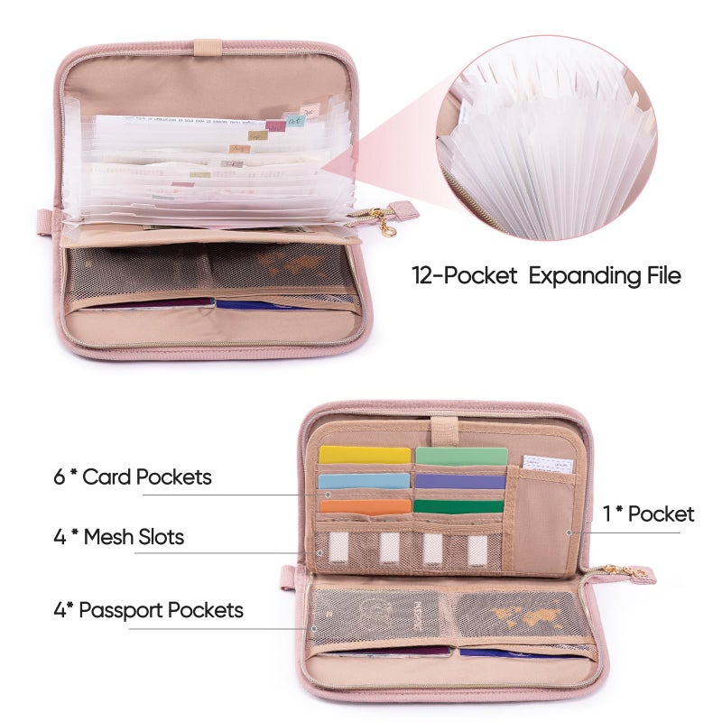 FRECOLSH Receipt Organizer with 12 Pockets 10x6 Receipt Holder Organizer - Small Accordion File Organizers - Cash Organizers for Travel, Business, Gift - Image 2