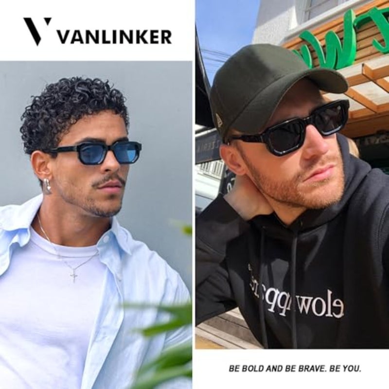VANLINKER Retro Small Chunky Rectangle Sunglasses for Men Women Vintage Trendy Square Thick Sun Glasses VL9823 - Image 3