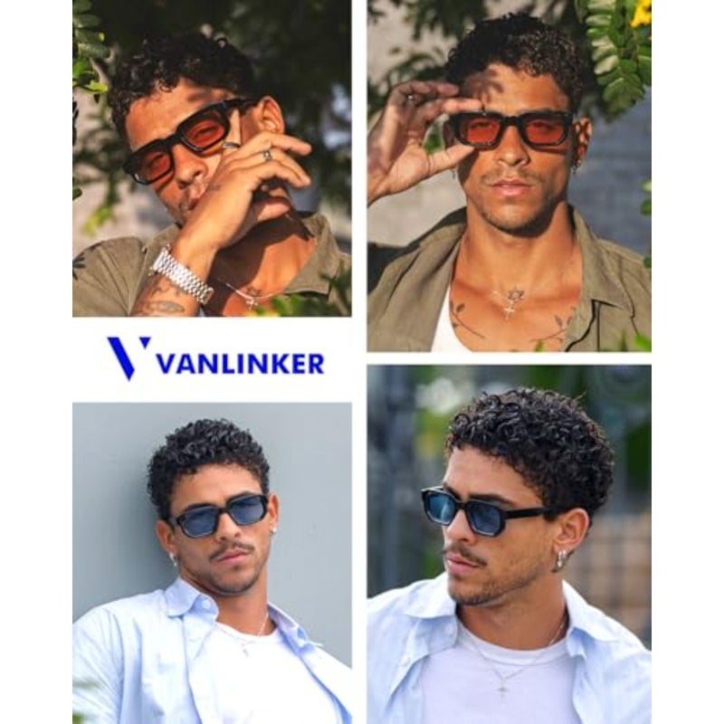 VANLINKER Retro Small Chunky Rectangle Sunglasses for Men Women Vintage Trendy Square Thick Sun Glasses VL9823 - Image 2