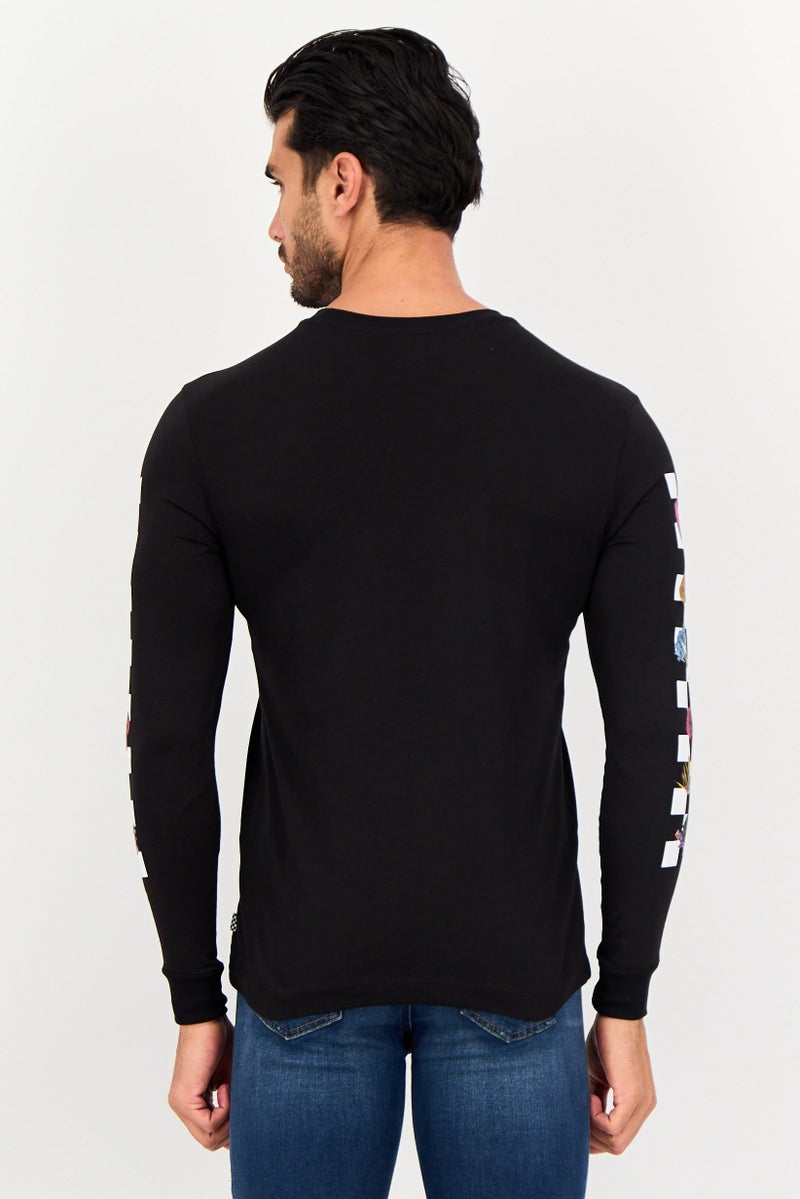 VANS Men Crew Neck Long Sleeve Brand Logo T-shirt, Black - Image 4
