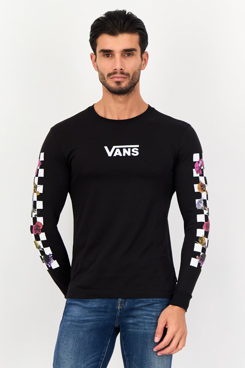 VANS Men Crew Neck Long Sleeve Brand Logo T-shirt, Black - Image 1