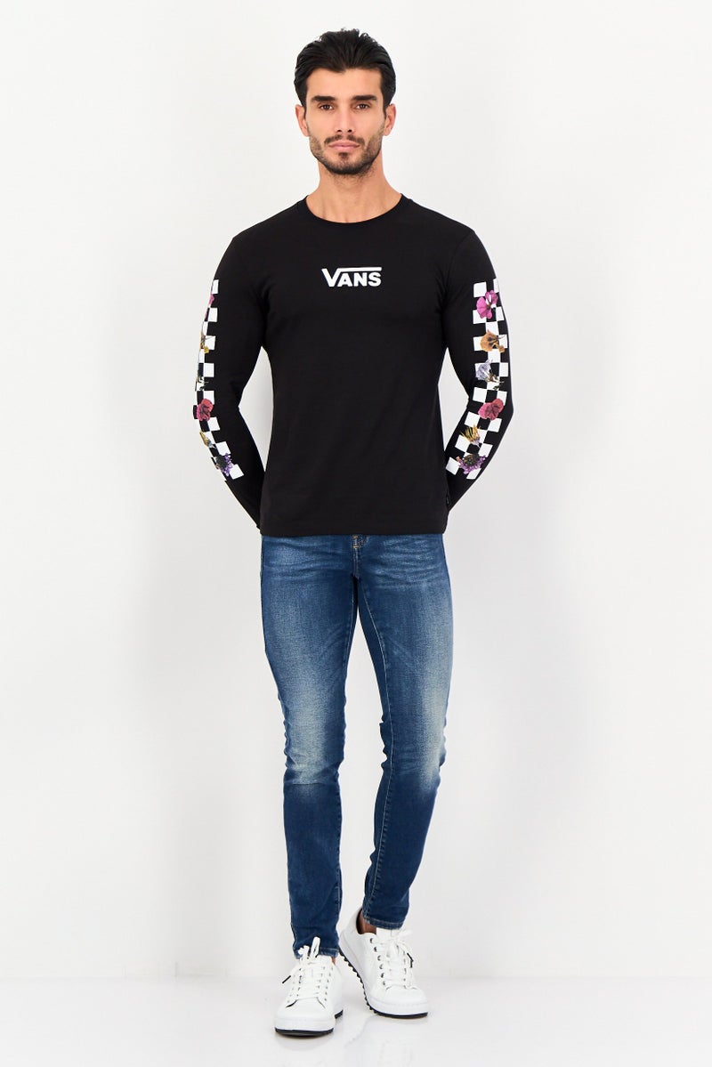 VANS Men Crew Neck Long Sleeve Brand Logo T-shirt, Black - Image 3