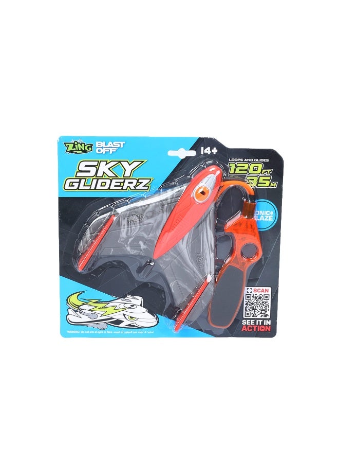 Zing Blast Off Sky Gliderz Foam Whistle Glider Set Pull-Tab Launcher, Sonic Blaze Screaming Flight, 120ft Looping & Gliding Outdoor Toy for Kids Ages 8+, Assorted Red & Green - Image 3