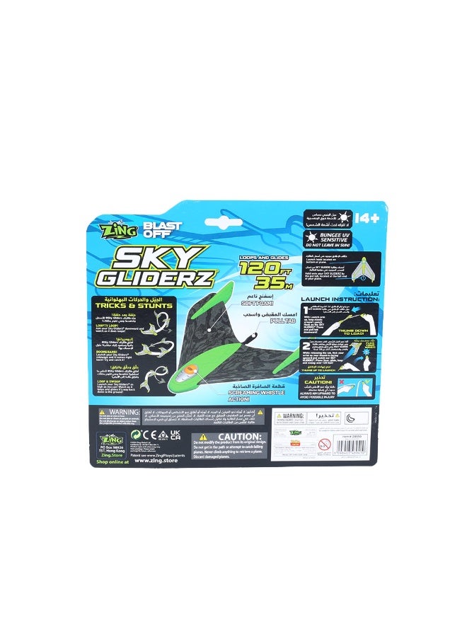 Zing Blast Off Sky Gliderz Foam Whistle Glider Set Pull-Tab Launcher, Sonic Blaze Screaming Flight, 120ft Looping & Gliding Outdoor Toy for Kids Ages 8+, Assorted Red & Green - Image 2