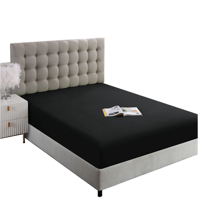 FULL SIZE FITTED SHEETHOTEL QUALITY BEDDING FITTED SHEET DEEP POCKET UP TO 14 INCHWRINKLE AND FADE RESISTANT1 PIECEBLACK