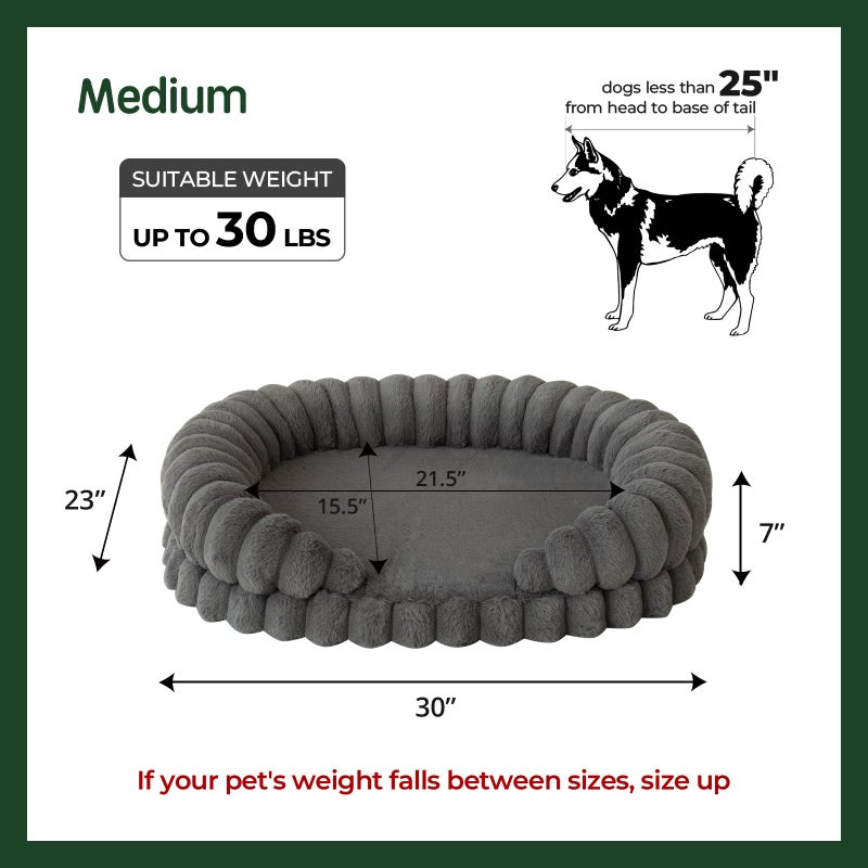 BALANCE Calming Dog Bed for Medium Sized Dogs, 30 Inches Oval Washable Pet Bed with Sides, Orthopedic Pet Couch Sofa with Non-Slip Bottom, Gray - Image 5