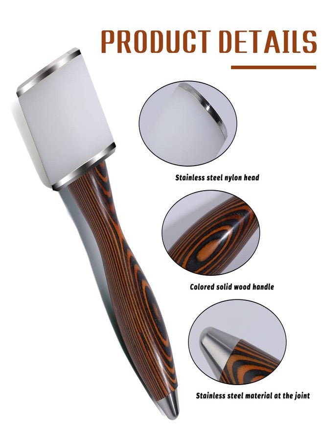 DIUDUS Leather Nylon Hammer, Straight Head Carving Hammer for Handmade Leather Crafts (Brown/Water-Rippled) - Image 3