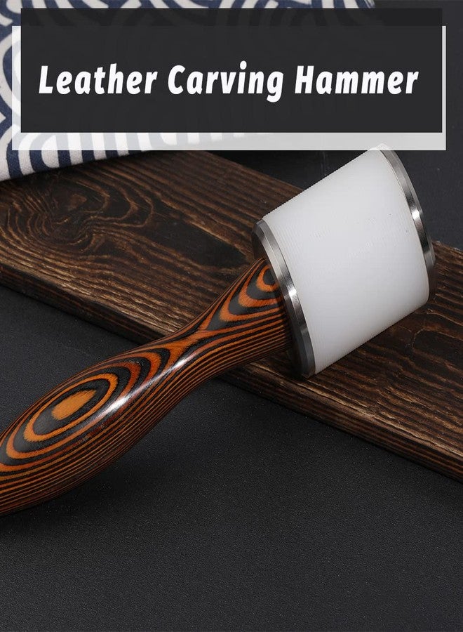 DIUDUS Leather Nylon Hammer, Straight Head Carving Hammer for Handmade Leather Crafts (Brown/Water-Rippled) - Image 5