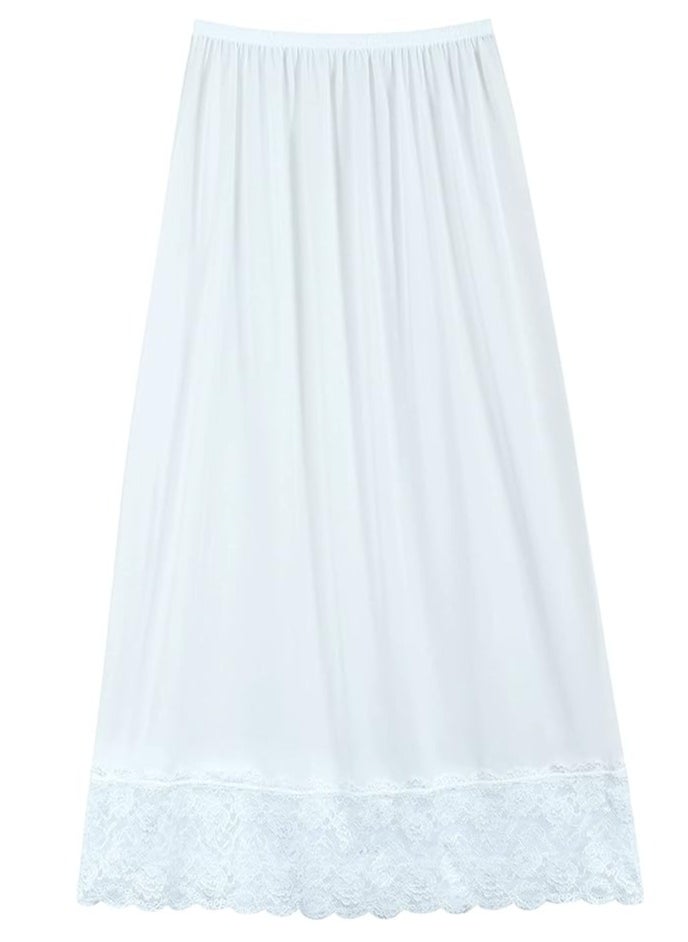 City Rose - Full Length Soft inner Skirt with Elasticised Waistband and Big Dantel Women white - Image 1