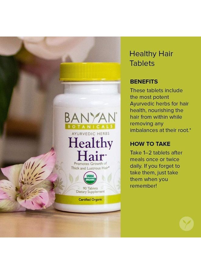 Banyan Botanicals Healthy Hair Tablets – Organic Hair Supplement with Amla & Bhringaraj – Ayurvedic Hair Care for Thick, Lustrous & Strong Hair* – 90 Tablets – Non GMO Sustainably Sourced Vegan  - Image 4