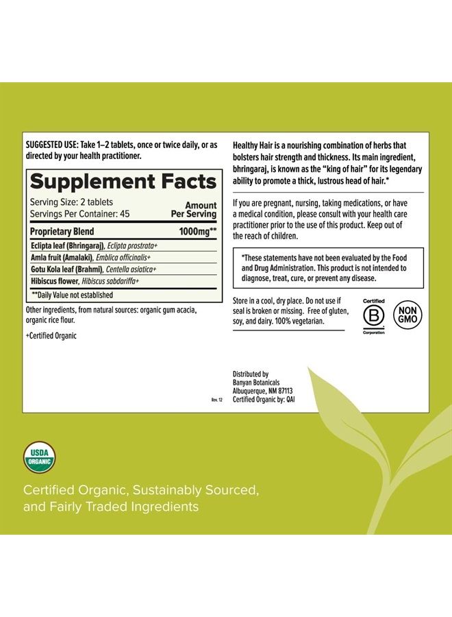Banyan Botanicals Healthy Hair Tablets – Organic Hair Supplement with Amla & Bhringaraj – Ayurvedic Hair Care for Thick, Lustrous & Strong Hair* – 90 Tablets – Non GMO Sustainably Sourced Vegan  - Image 5