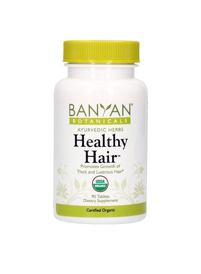 Banyan Botanicals Healthy Hair Tablets – Organic Hair Supplement with Amla & Bhringaraj – Ayurvedic Hair Care for Thick, Lustrous & Strong Hair* – 90 Tablets – Non GMO Sustainably Sourced Vegan  - Image 1