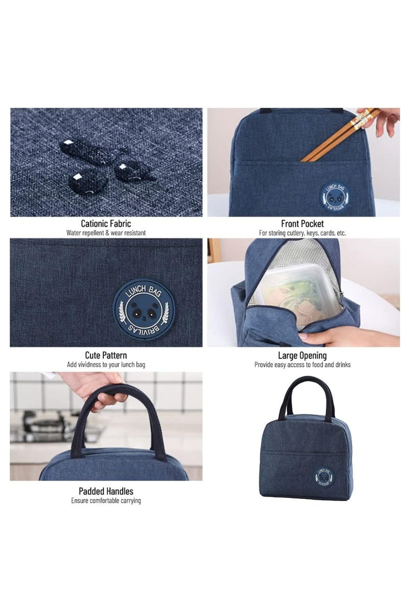 Star Babies Insulated Mini Lunch Bag with 5 Compartment Lunch Box and Fork-Spoon Set- Navy - Image 3