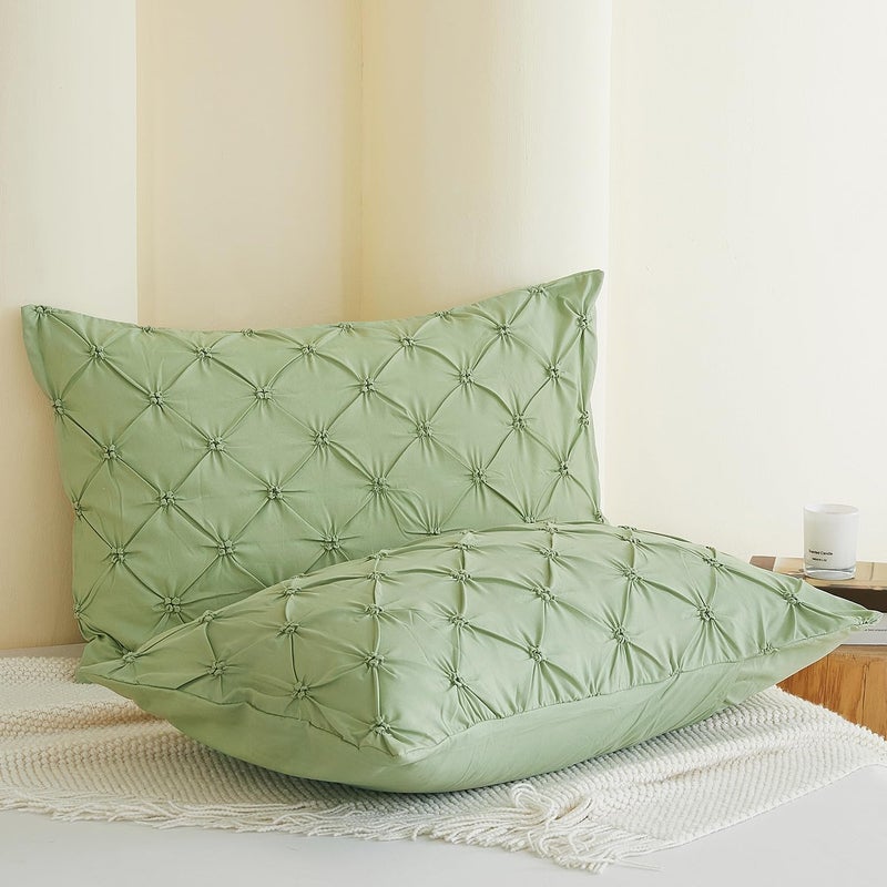 Vaulia Vaulia Soft Microfiber Pillow Shams  Sage Green Standard Size 20x26 Set of 2  Pinch Pleat Pillowcase with Envelope Closure  - Image 2