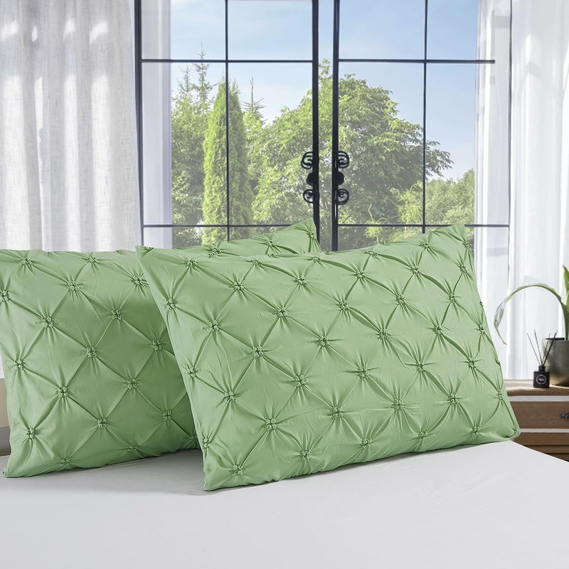 Vaulia Vaulia Soft Microfiber Pillow Shams  Sage Green Standard Size 20x26 Set of 2  Pinch Pleat Pillowcase with Envelope Closure  - Image 1