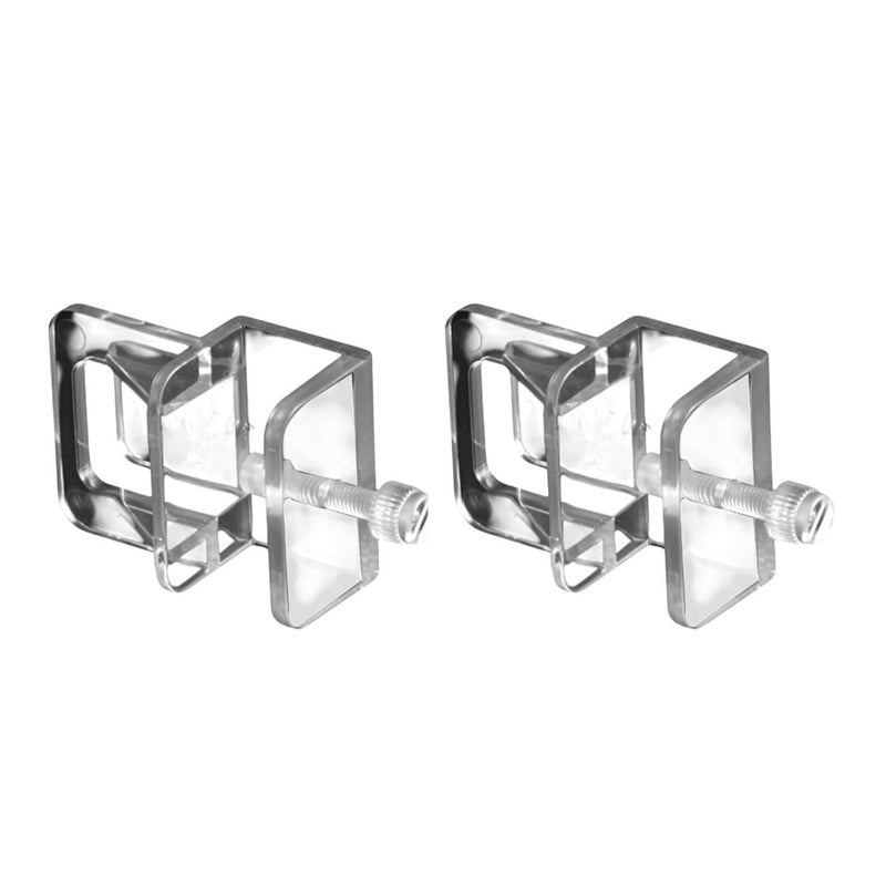 VAYINATO ® Transparent Acrylic Aquarium Cover Brackets with Screw Clamp | Lid Support Clips for Rimless Fish Tanks | Anti-Jump Design | Clear Plastic Mounts for Dividers & Lids (2 Pcs) - Image 1