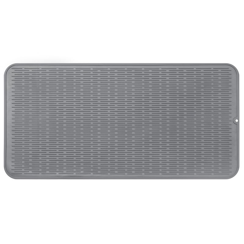 MicoYang Silicone Dish Drying Mat for Multiple UsageEasy cleanEcofriendlyHeatresistant Silicone Mat for Kitchen Counter or SinkRefrigerator or Drawer Liner Grey 5XL 36inches x 18inches