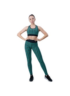 Tie-Dye Yoga Set Fitness Aerobics High Waist Sports Bra Slimming Leggings Breathable Summer Running Gym Beauty Body Sculpting Green