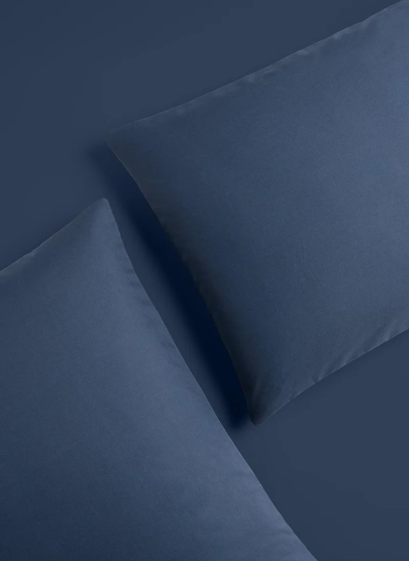 ماتلان 100% Cotton Navy Housewife Pillowcase Blue
