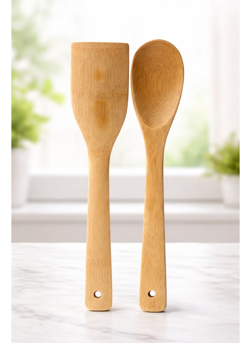 Bamboo Kitchen Spatula Set with Silicone Head | Heat Resistant Cooking Turner Set | Non-Stick Safe Food Grade Utensils | Wooden Handle Spatulas for Baking, Frying & Mixing | Easy Clean Tool