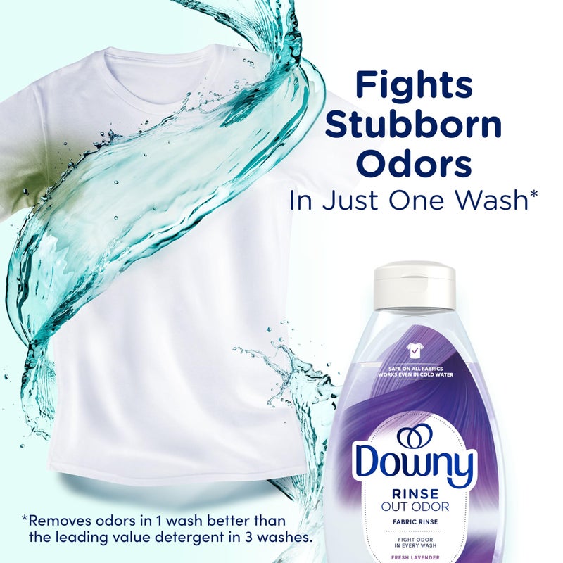 Downy RINSE & REFRESH Laundry Odor Remover and Fabric Softener, Fresh Lavender, 48 fl oz, Safe on ALL Fabrics, Gentle on Skin, HE Compatible - Image 2