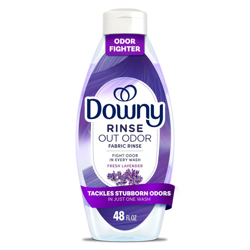 Downy RINSE & REFRESH Laundry Odor Remover and Fabric Softener, Fresh Lavender, 48 fl oz, Safe on ALL Fabrics, Gentle on Skin, HE Compatible - Image 1